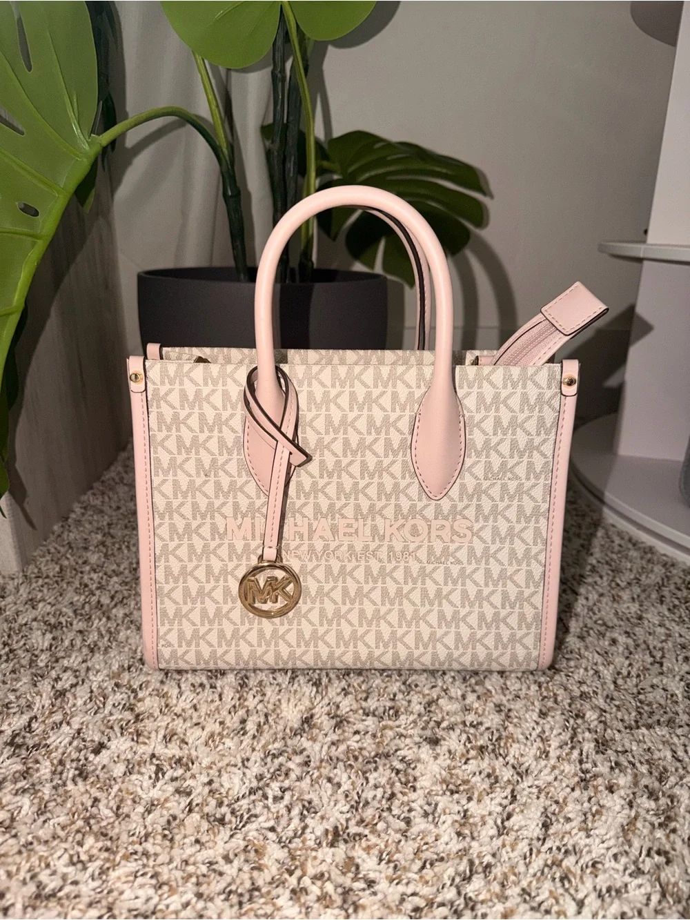 Michael Kors Light Pink Logo-Trim Crossbody